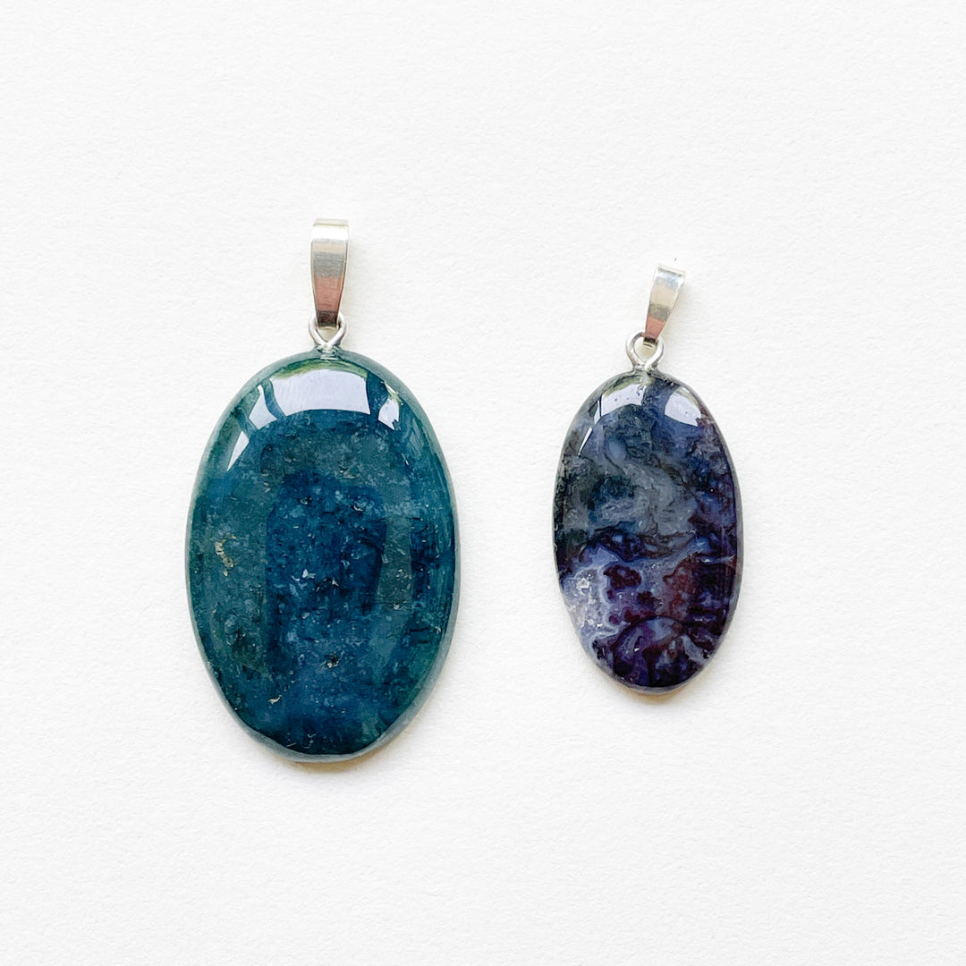 Mosagaat chalcedoon groene edelsteen hanger zilver 925 sterling edelstenen sieraden juwelen
