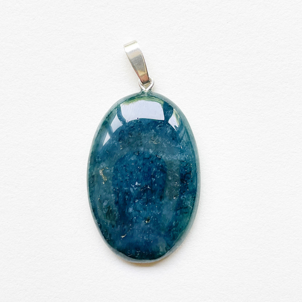 Mosagaat chalcedoon groene edelsteen hanger zilver 925 sterling edelstenen sieraden juwelen