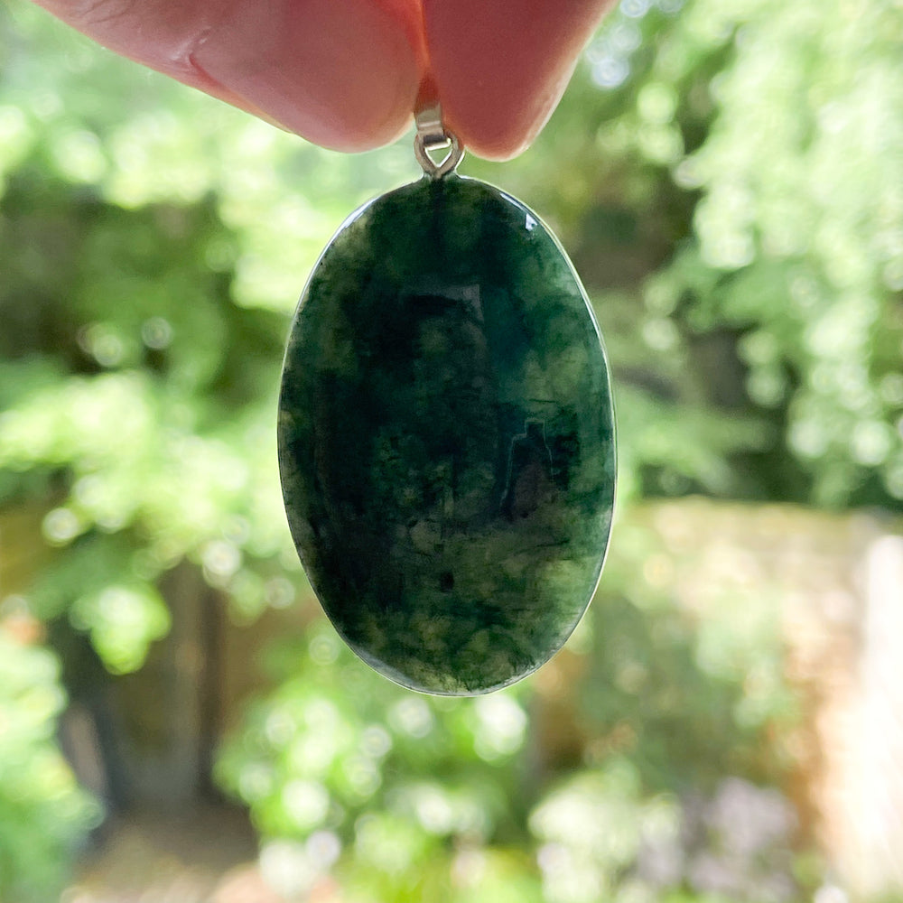 Mosagaat chalcedoon groene edelsteen hanger zilver 925 sterling edelstenen sieraden juwelen