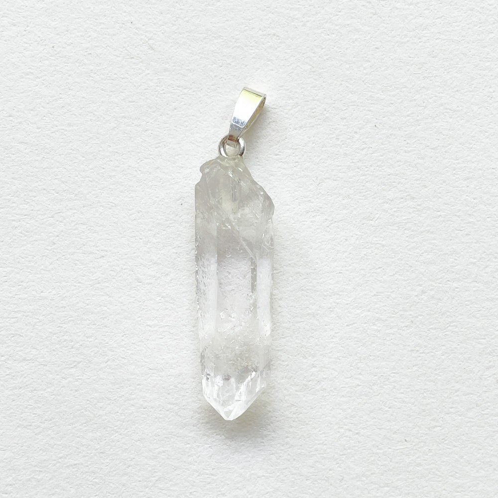 bergkristal witte ruwe edelsteen hanger staaf 925 sterling zilver sieraden