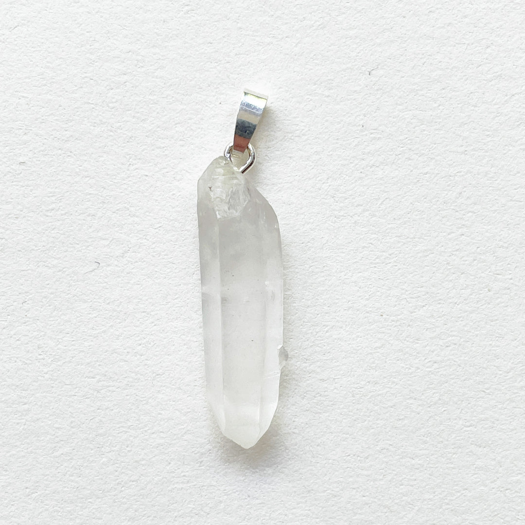 bergkristal witte ruwe edelsteen hanger staaf 925 sterling zilver sieraden