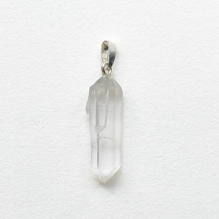 bergkristal witte ruwe edelsteen hanger staaf 925 sterling zilver sieraden