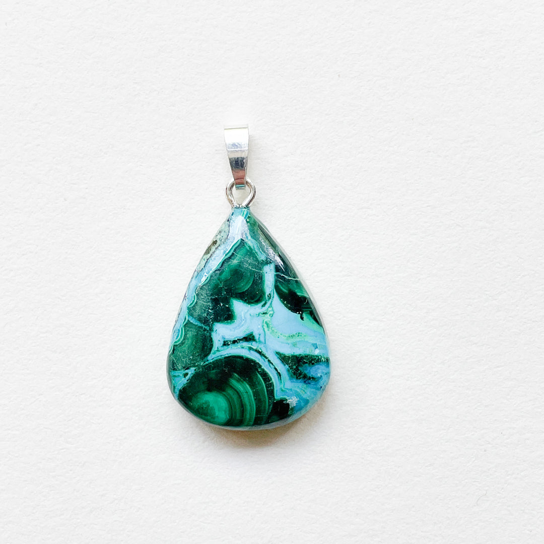 chrysocolla malachiet groene blauwe edelsteen hanger staaf 925 sterling zilver sieraden