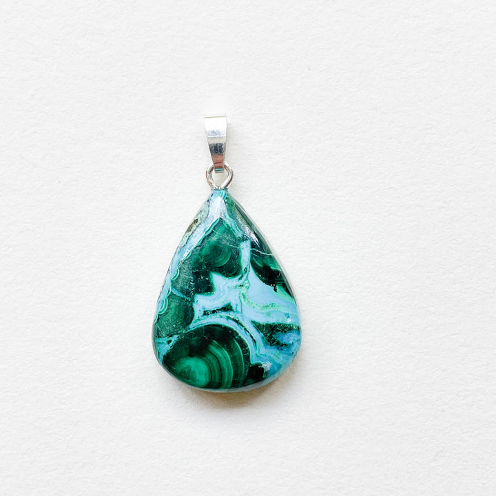 chrysocolla malachiet groene blauwe edelsteen hanger staaf 925 sterling zilver sieraden