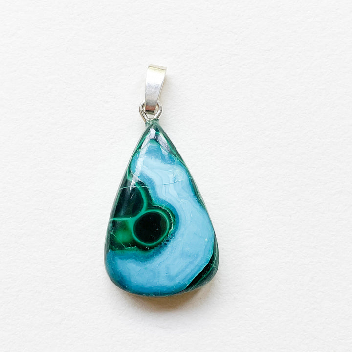 chrysocolla malachiet groene blauwe edelsteen hanger staaf 925 sterling zilver sieraden