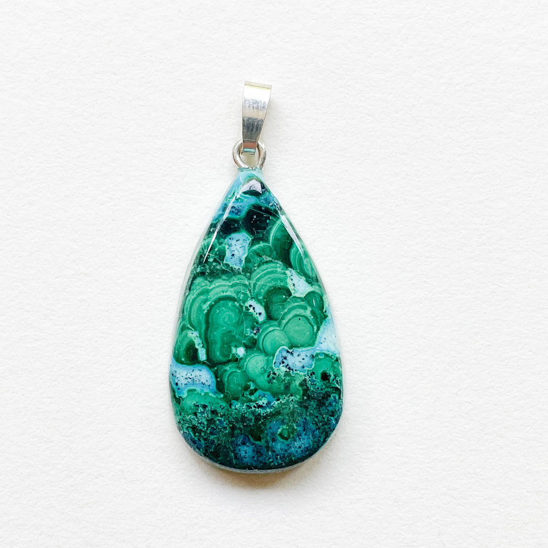 chrysocolla malachiet groene blauwe edelsteen hanger staaf 925 sterling zilver sieraden