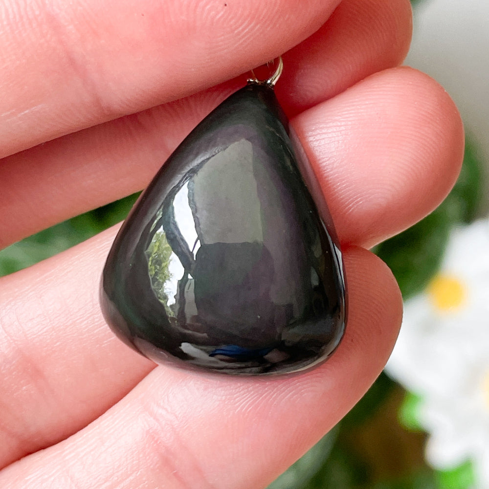 obsidiaan regenboog premium hanger 925 sterling zilver edelsteen