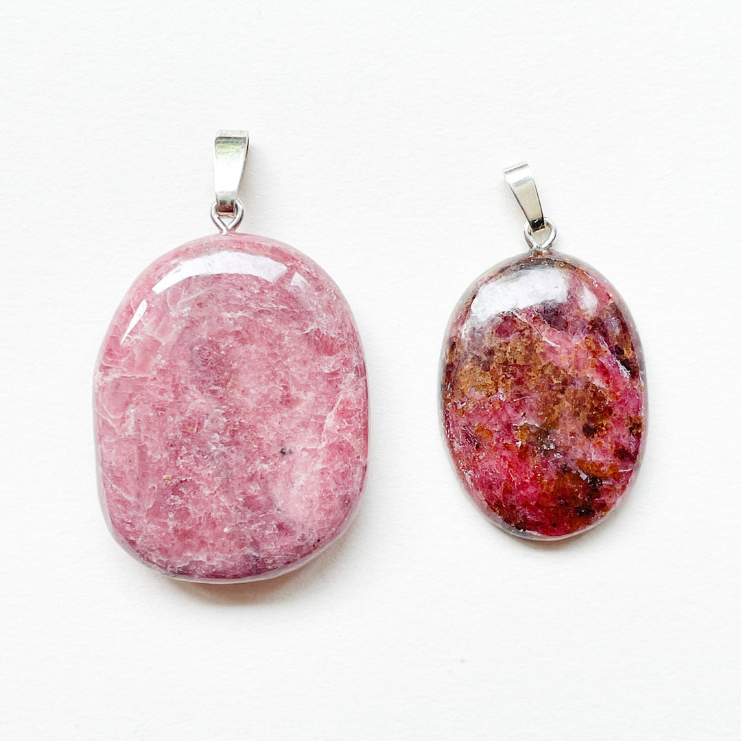 rhodoniet roze edelsteen hanger 925 sterling zilver