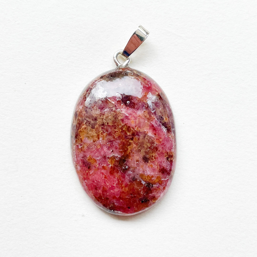 rhodoniet roze edelsteen hanger 925 sterling zilver