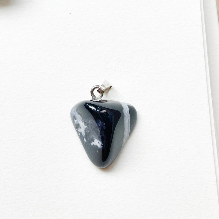 sardonyx onyx zwarte premium hanger 925 sterling zilver edelsteen