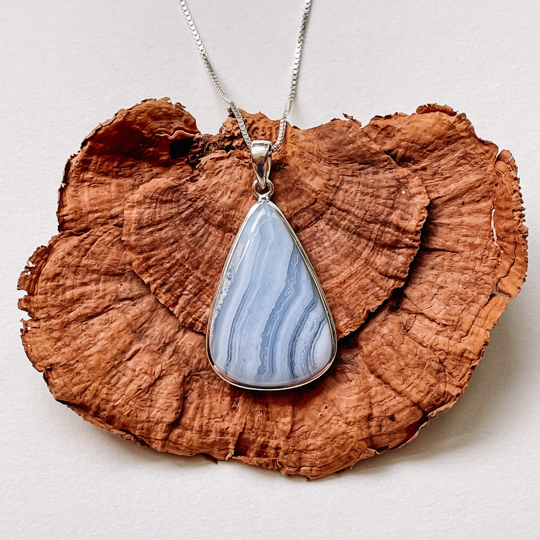 chalcedoon luxe blauwe edelsteen hanger 925 sterling zilver