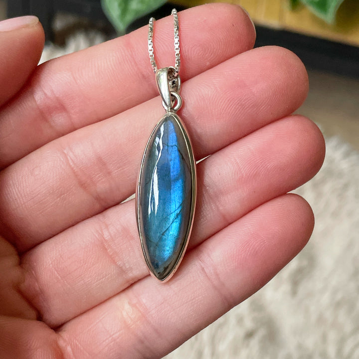 labradoriet luxe blauwe edelsteen hanger 925 sterling zilver