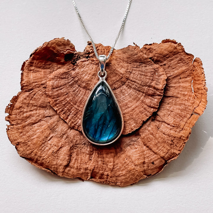 labradoriet luxe blauwe edelsteen hanger 925 sterling zilver