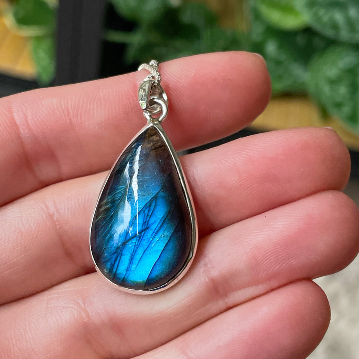 labradoriet luxe blauwe edelsteen hanger 925 sterling zilver
