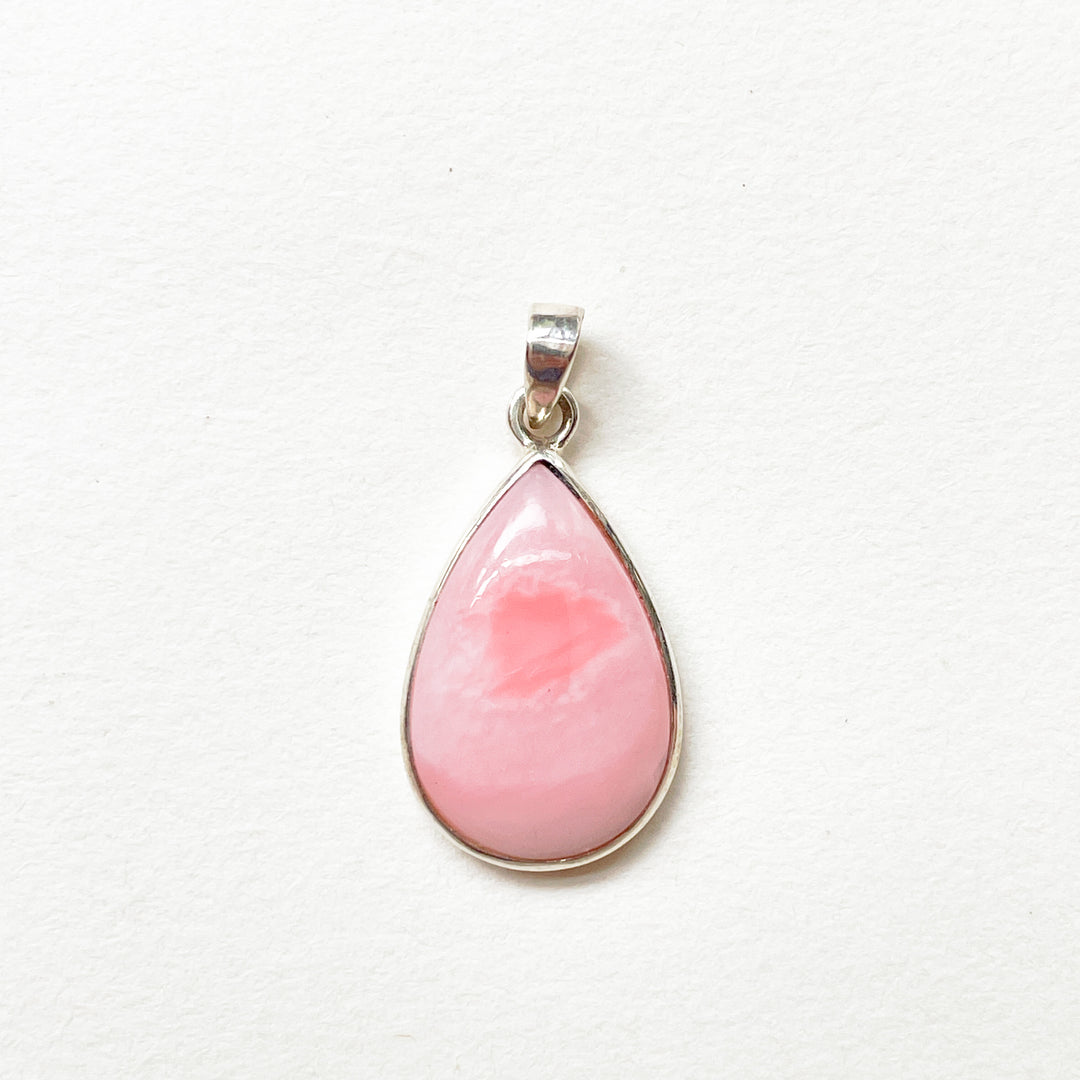 Opaal Andes roze mini luxe hanger (925 sterling zilver/rhodium)
