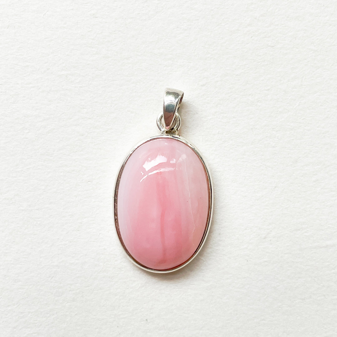 Opaal Andes roze mini luxe hanger (925 sterling zilver/rhodium)