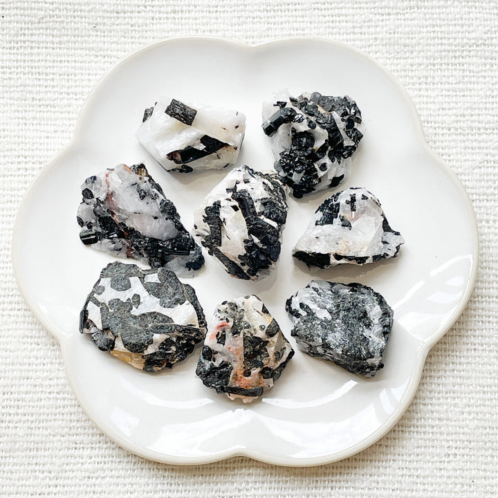 toermalijnkwarts ruw ruwe steen brok edelsteen mineralen