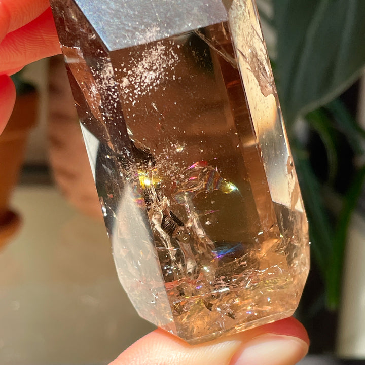 smokey citrien gele bruine gepolijste toren sculptuur freeform mineralen edelstenen