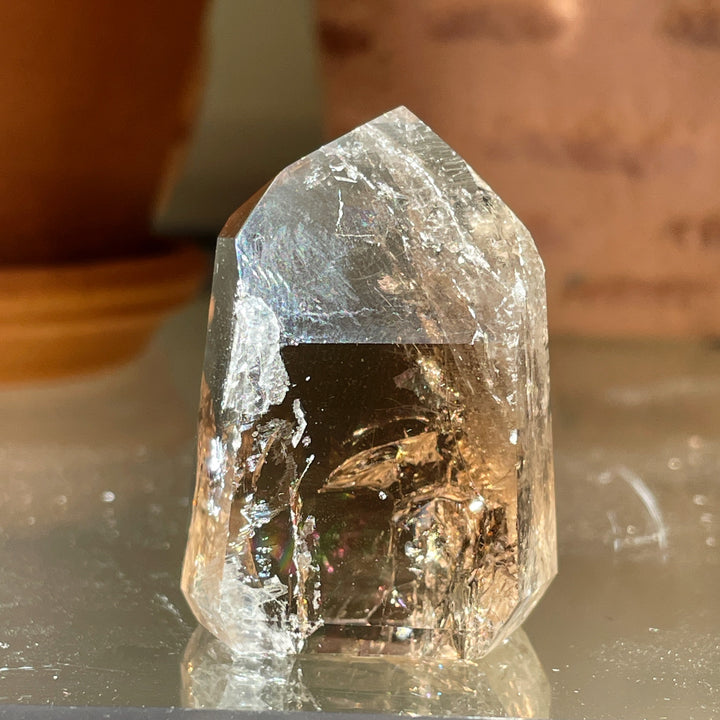 smokey citrien gele bruine gepolijste toren sculptuur freeform mineralen edelstenen