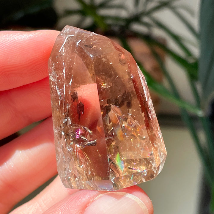 smokey citrien gele bruine gepolijste toren sculptuur freeform mineralen edelstenen