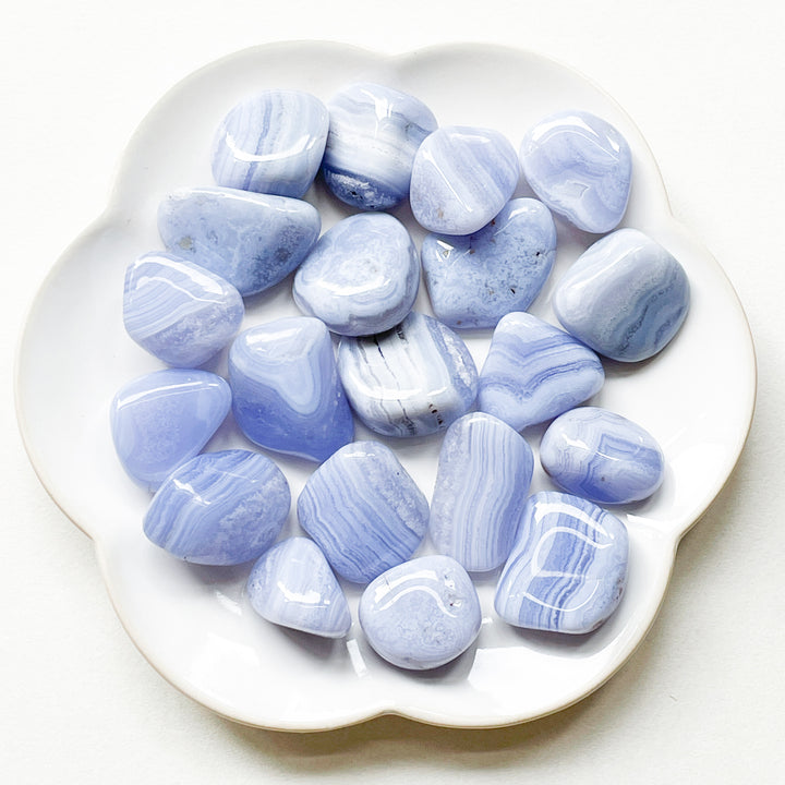 chalcedoon blauwe blue lace edelsteen trommelsteen knuffelsteen
