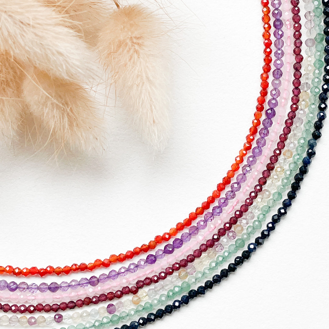 edelsteen ketting facet bolletjes hanger