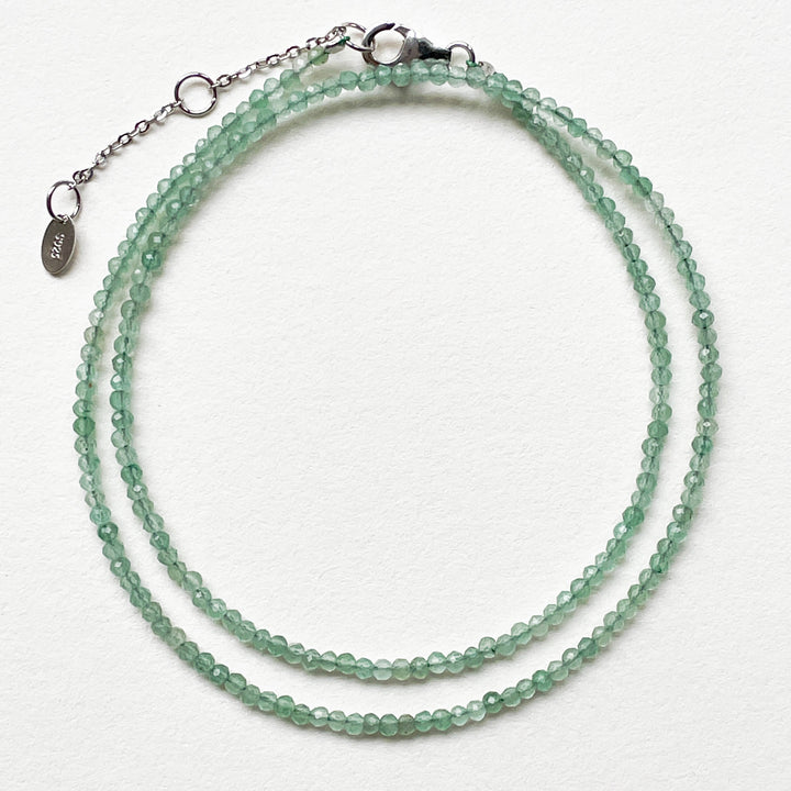 aventurijn edelsteenketting kralenketting edelsteen ketting facet gefacetteerd juwelen sieraden edelstenen 925 sterling zilver