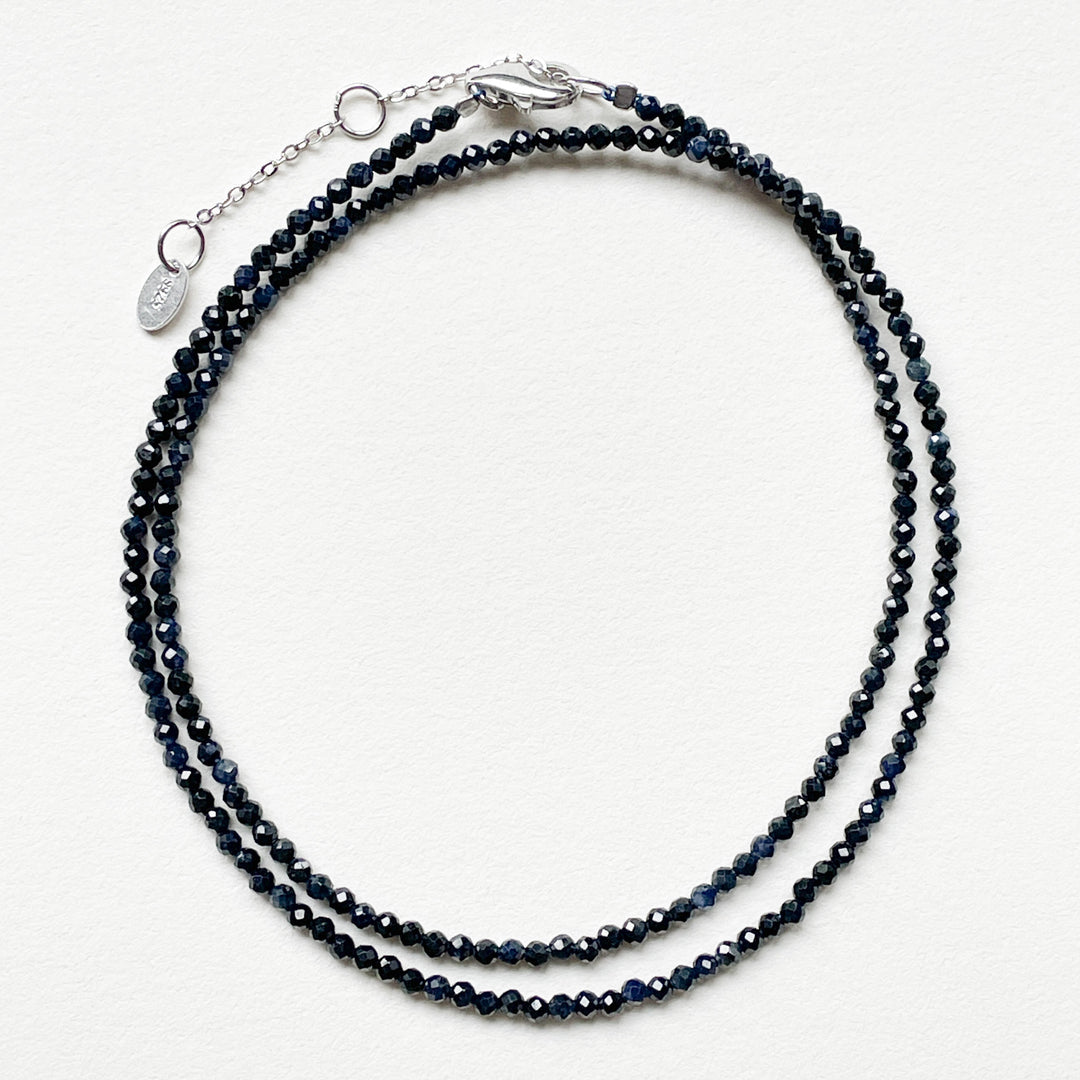 saffier edelsteenketting kralenketting edelsteen ketting facet gefacetteerd juwelen sieraden edelstenen 925 sterling zilver