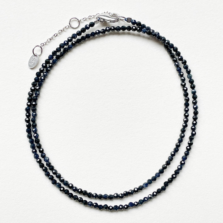 saffier edelsteenketting kralenketting edelsteen ketting facet gefacetteerd juwelen sieraden edelstenen 925 sterling zilver