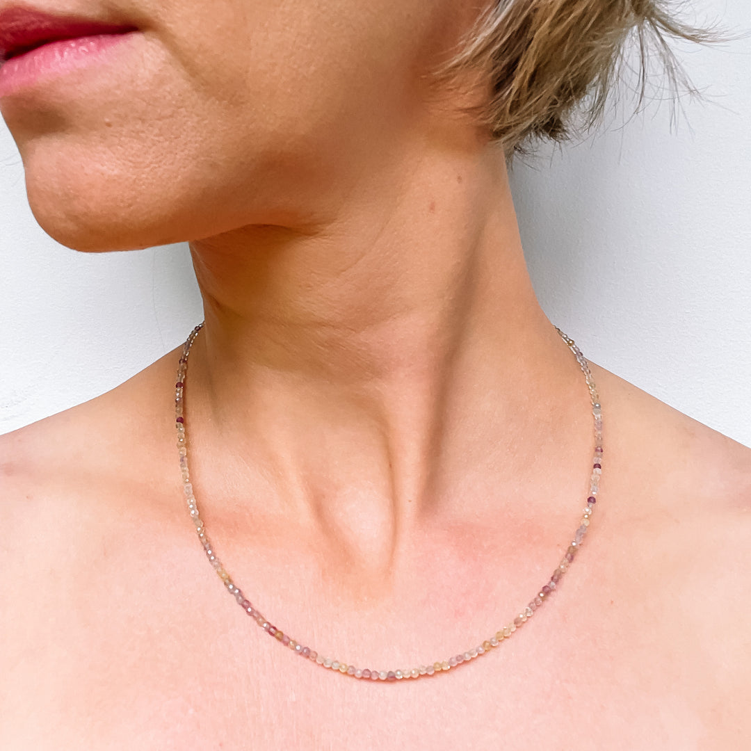 fluoriet edelsteenketting kralenketting edelsteen ketting facet gefacetteerd juwelen sieraden edelstenen 925 sterling zilver