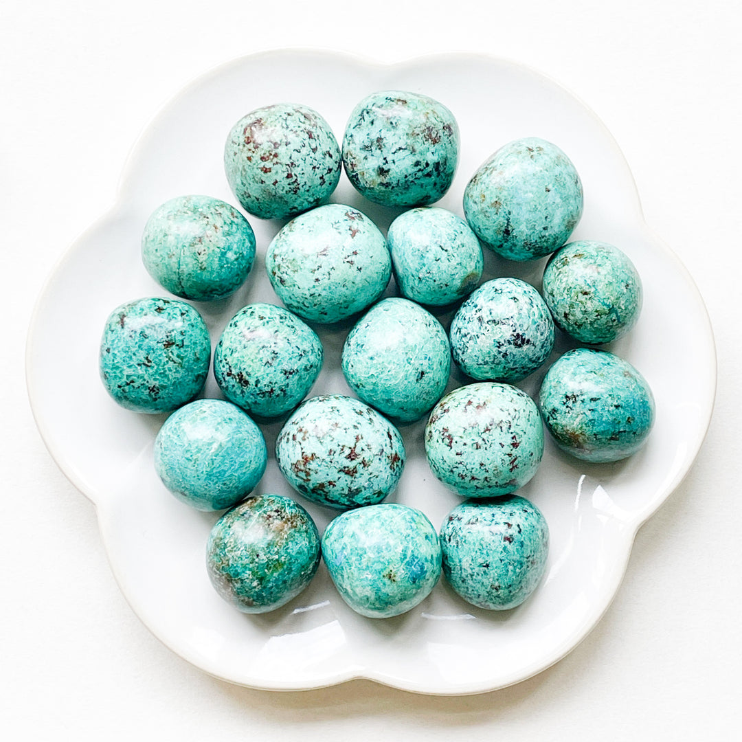 chrysocolla groen blauwe knuffelsteen trommelsteen edelsteen