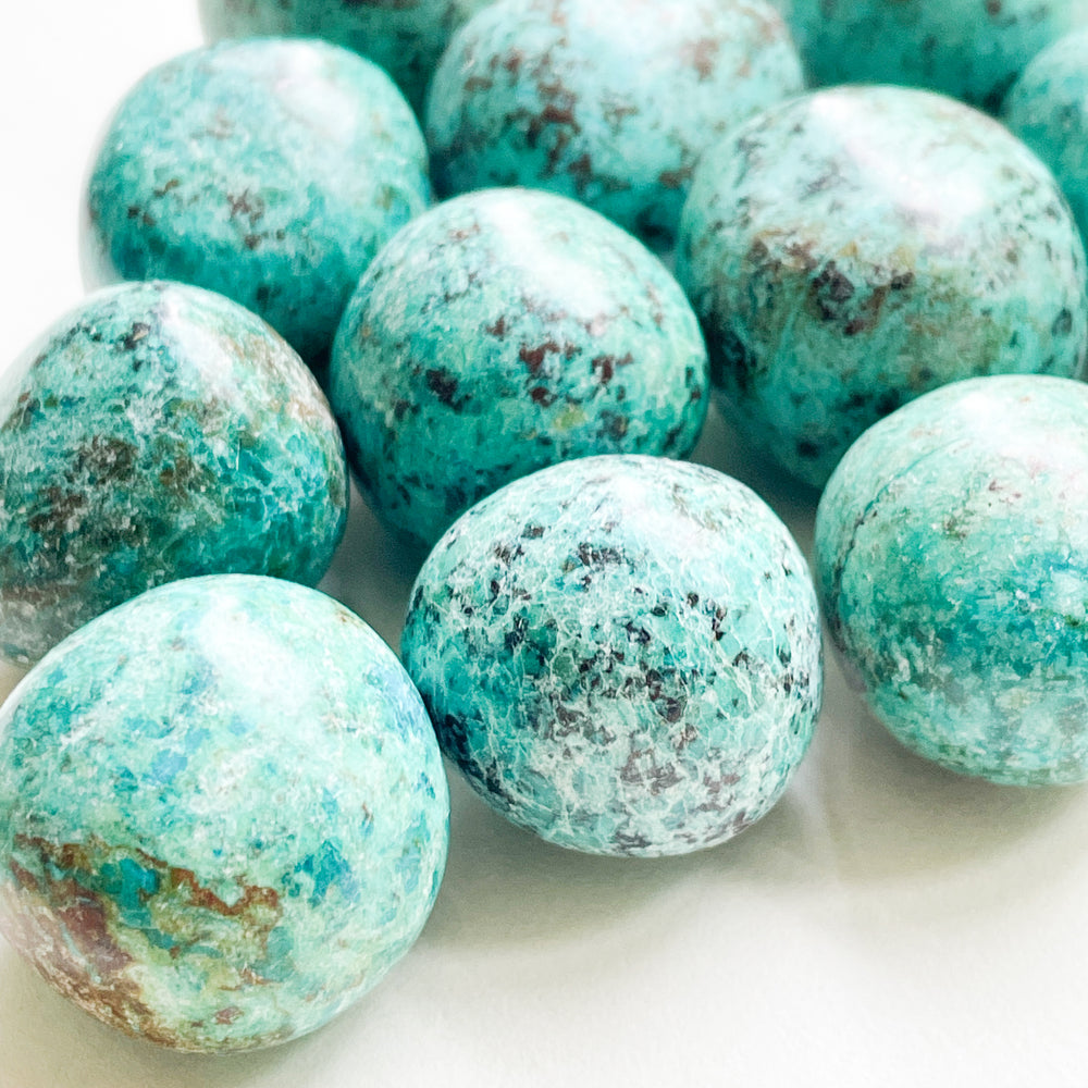 chrysocolla groen blauwe knuffelsteen trommelsteen edelsteen