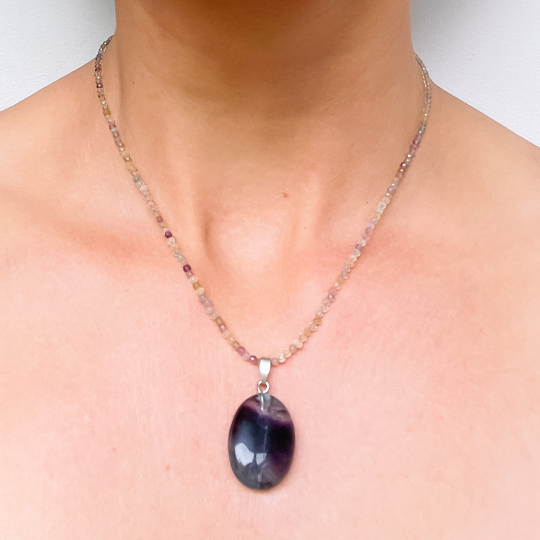 fluoriet edelsteenketting kralenketting edelsteen ketting facet gefacetteerd juwelen sieraden edelstenen 925 sterling zilver